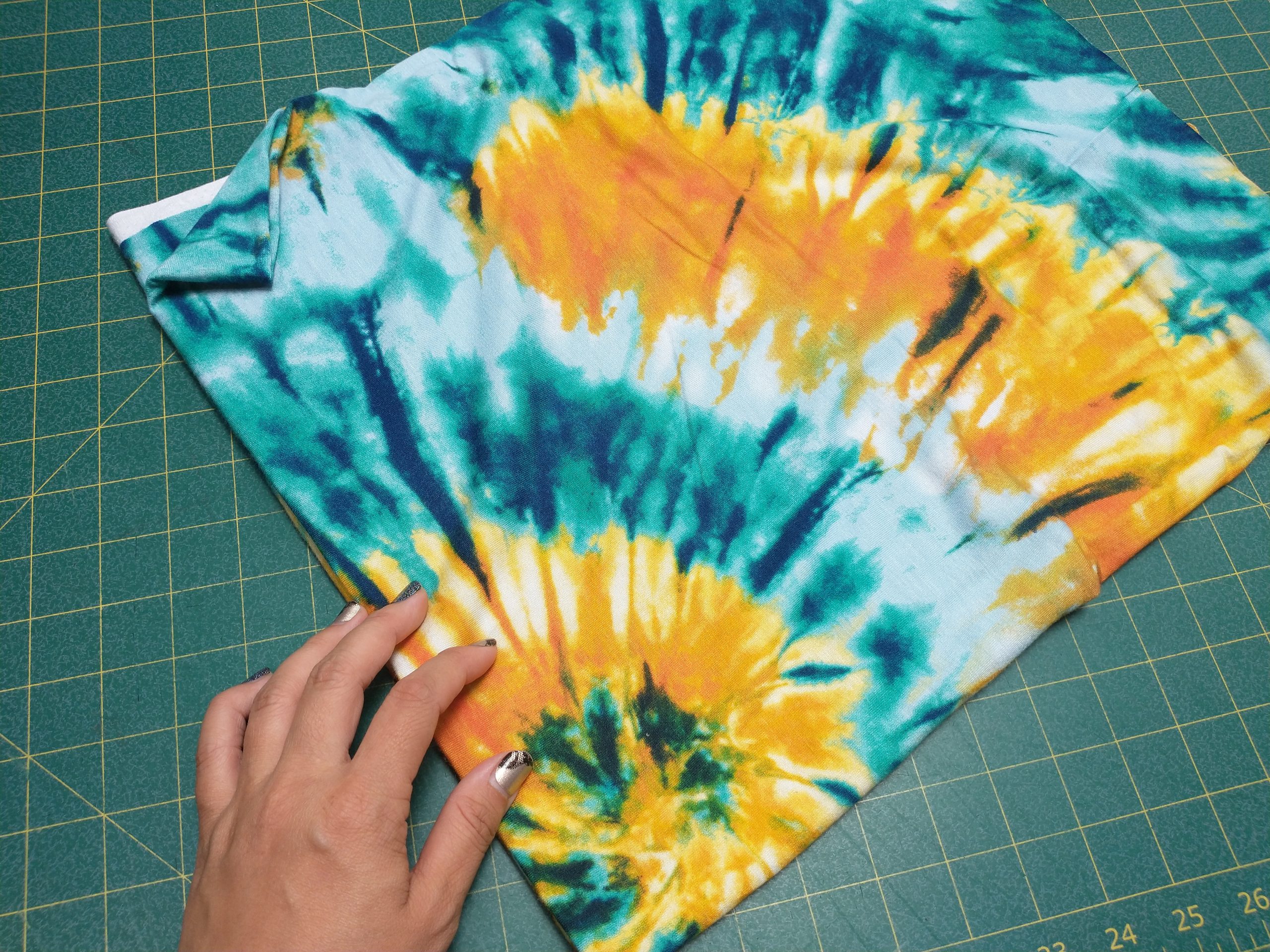 Rayon Spandex Statement Circle Green Mustard Tie Dye Seweird Fabric