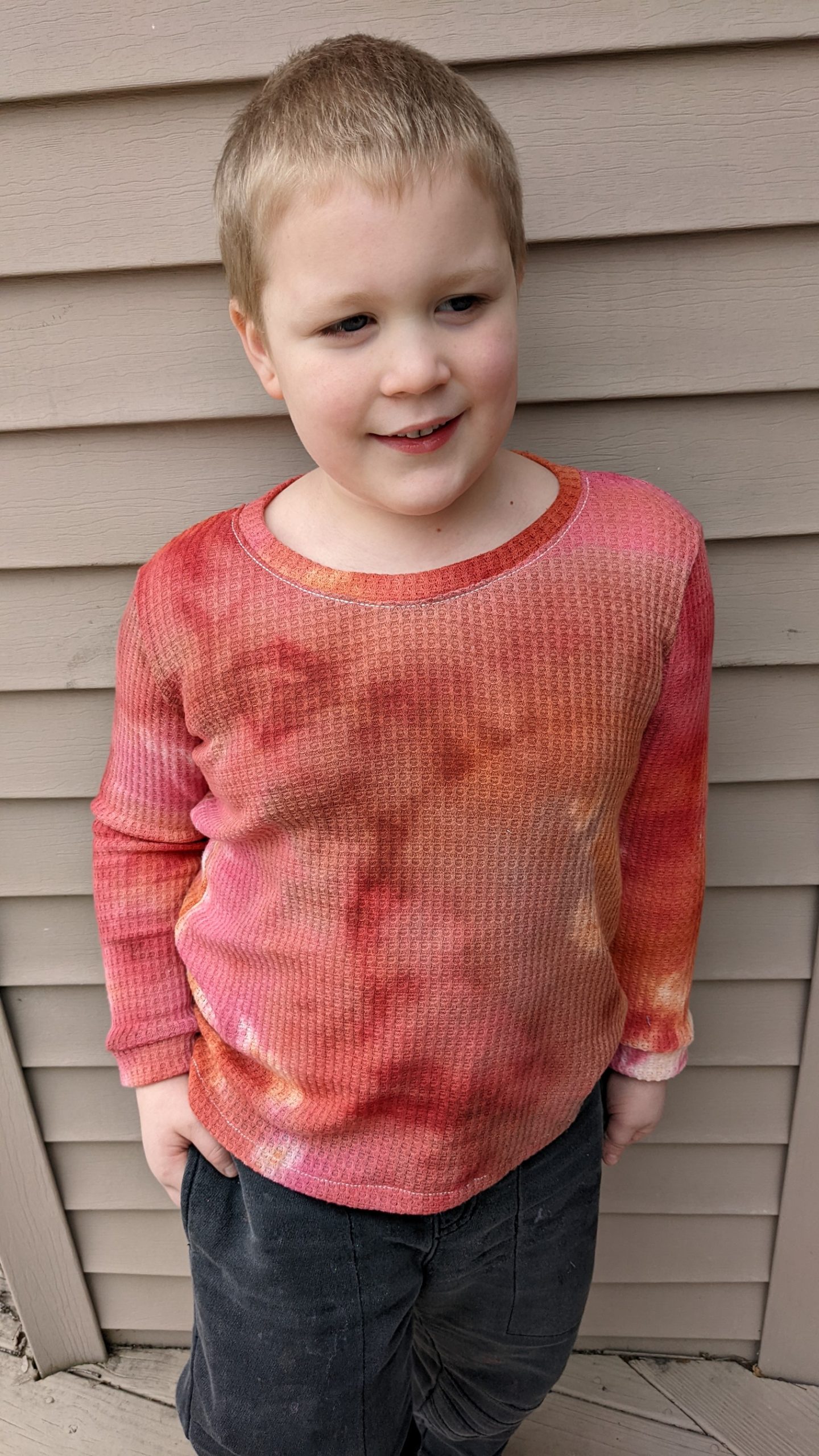 Waffle Sweater Knit Tie Dye Spring Coral Seweird Fabric